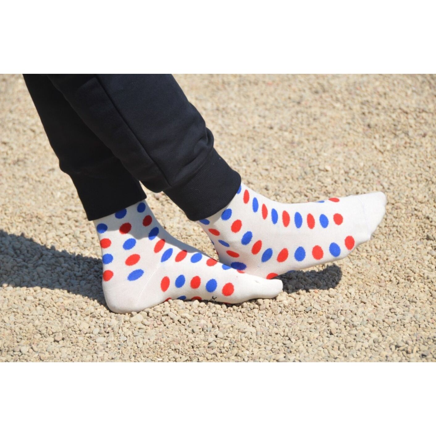 Skarpetki Beżowe w Duże Kropki