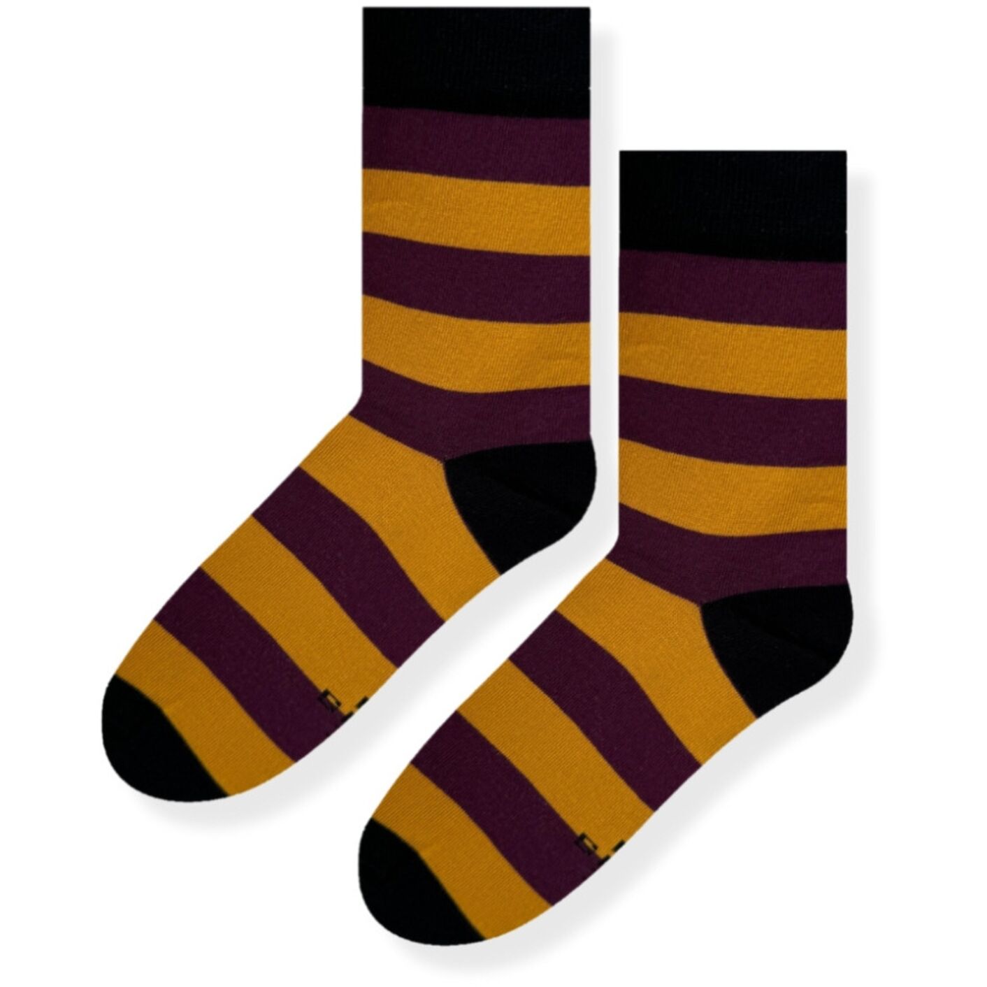 Skarpetki w Paski Musztardowe z Bordo