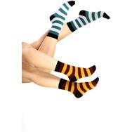 Skarpetki w Paski Musztardowe z Bordo