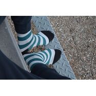 Skarpetki w Paski Zielone z Szarym