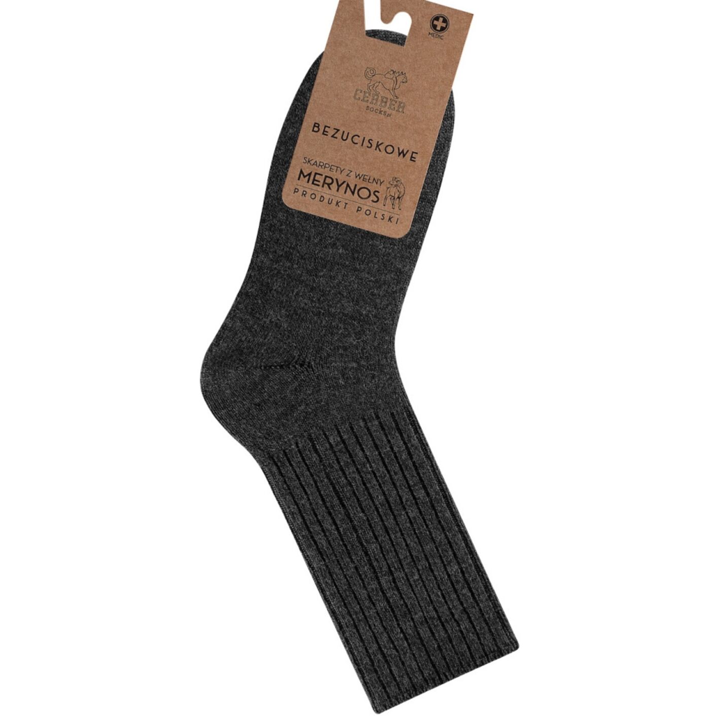 Skarpetki z wełny Merino - grafit (90% naturalnej wełny)