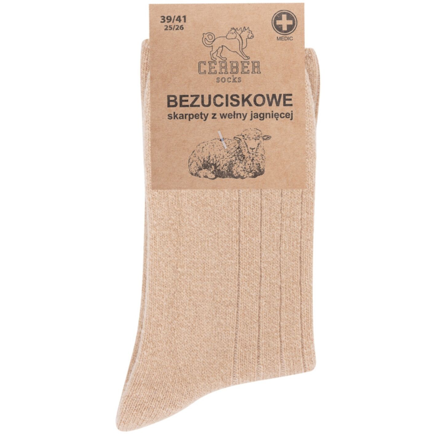 Beżowa wełna jagnięca - Sklep soxinthebox.pl