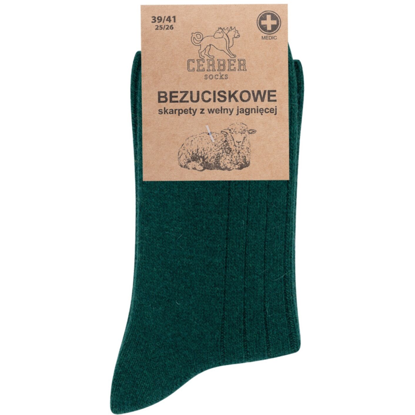 Zieleń butelkowa, wełna jagnięca - Sklep soxinthebox.pl