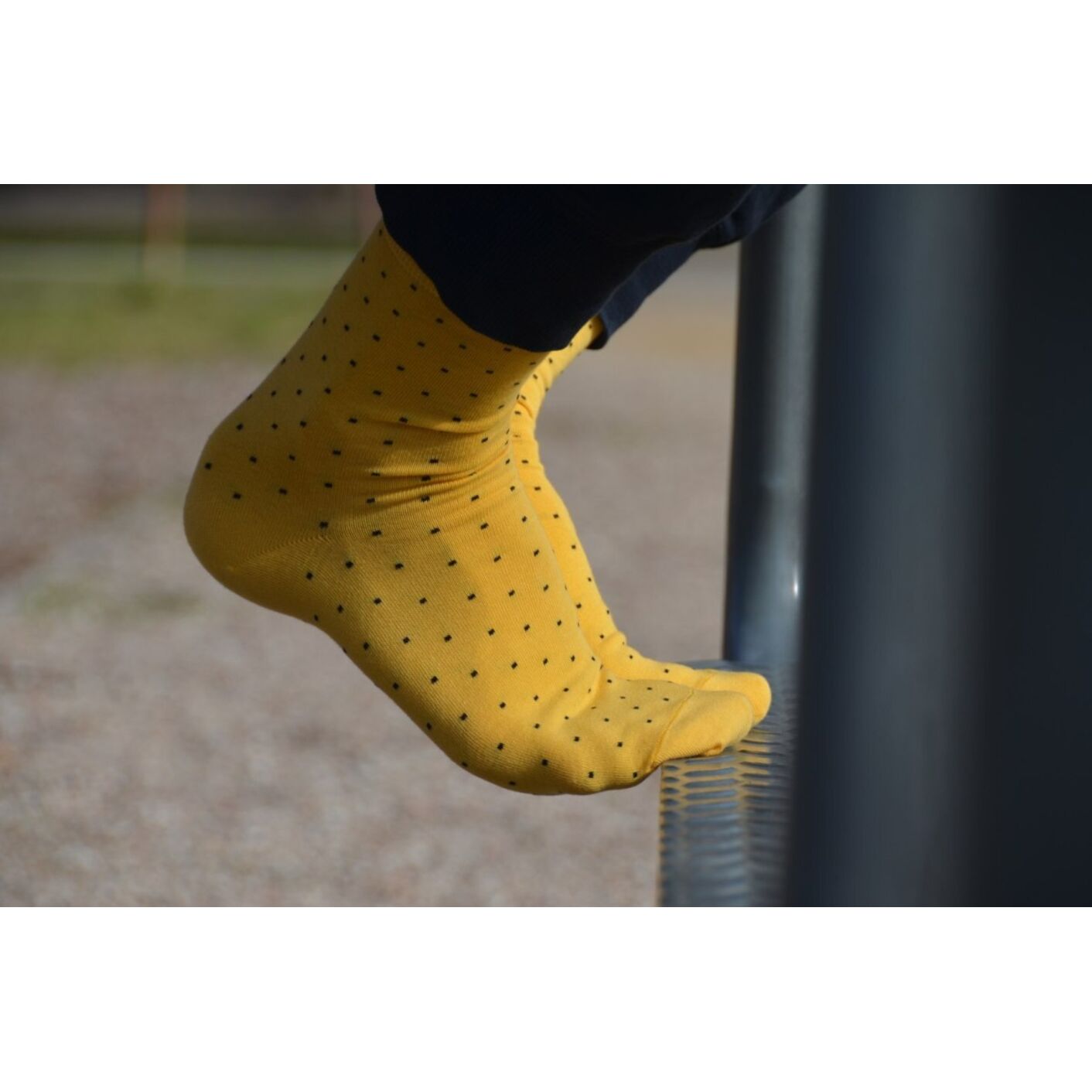 Skarpetki Żółte w Małe Kwadraty