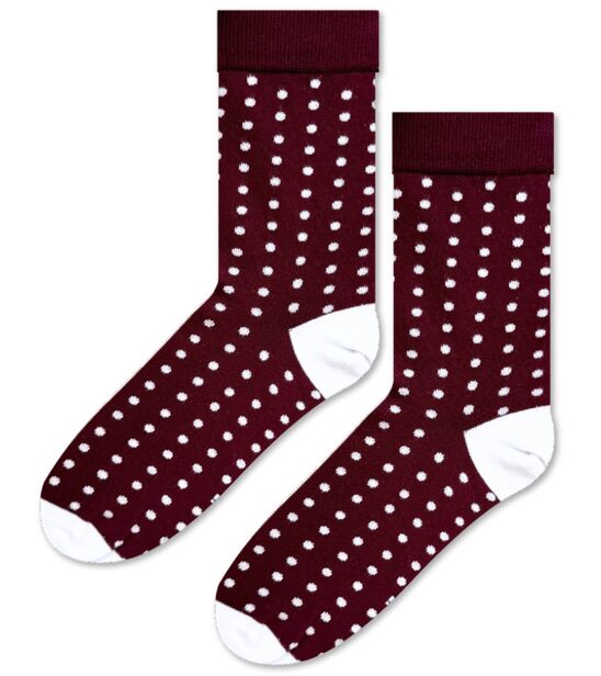 Skarpety w Kropki Bordo z Beżem