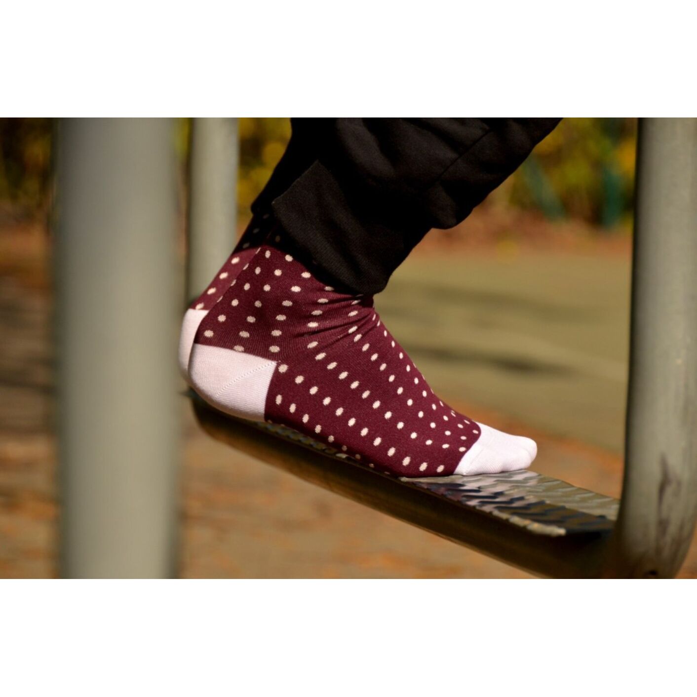 Skarpety w Kropki Bordo z Beżem