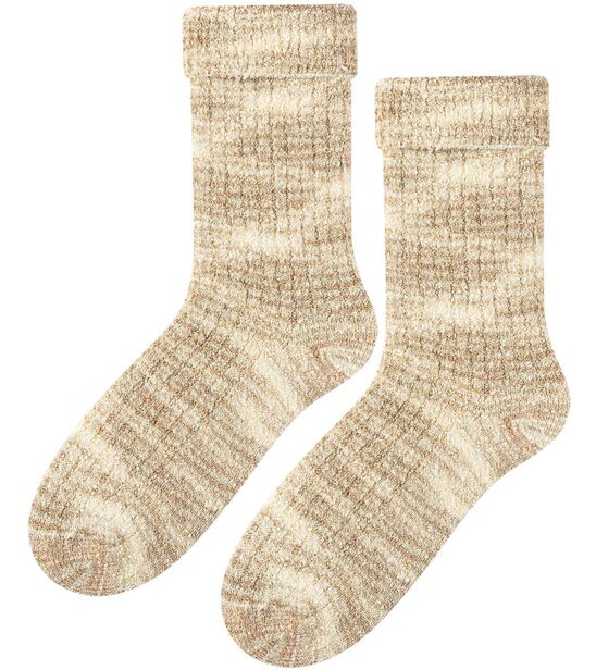 Skarpetki bukla - beżowy melanż
