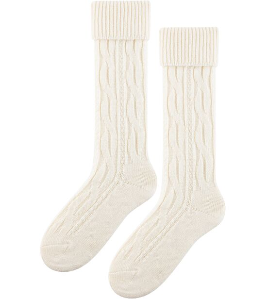 Skarpetki z Wełną - podkolanówki - ecru