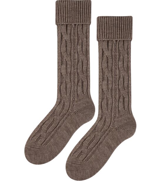 Skarpetki z Wełną - podkolanówki - ciemny beż melanż