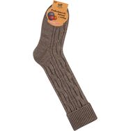 Skarpetki z Wełną - podkolanówki - ciemny beż melanż