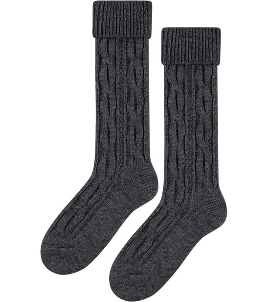 Skarpetki z Wełną - podkolanówki - ciemny szary melanż