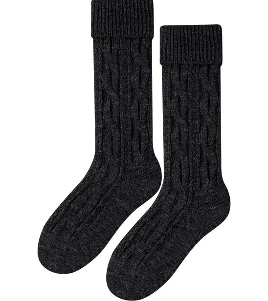 Skarpetki z Wełną - podkolanówki - grafit