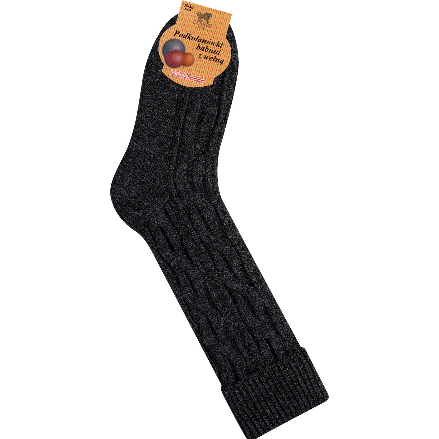 Skarpetki z Wełną - podkolanówki - grafit