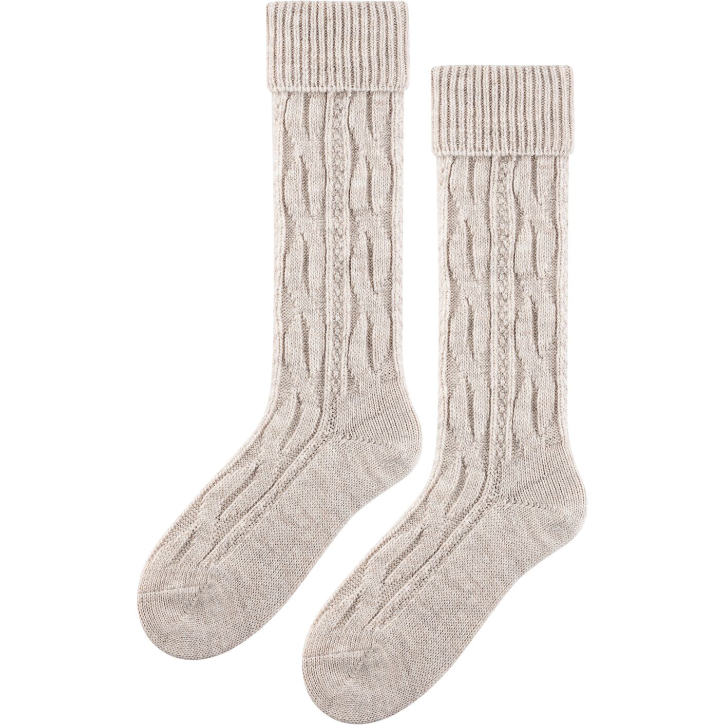 Skarpetki z Wełną - podkolanówki - jasny beż melanż