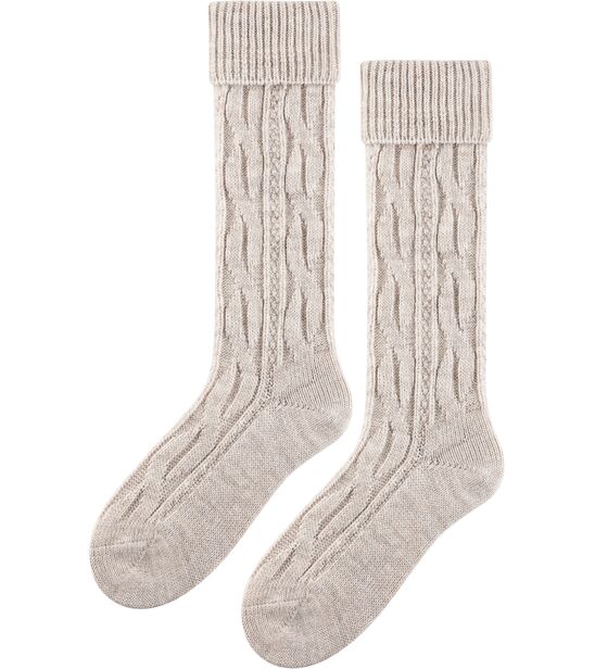 Skarpetki z Wełną - podkolanówki - jasny beż melanż