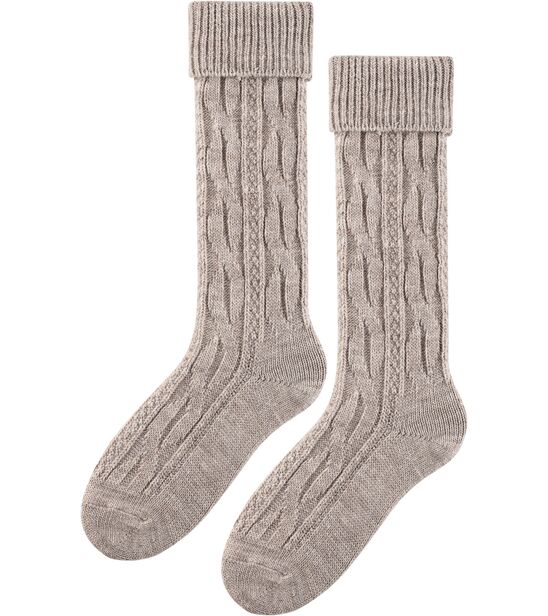 Skarpetki z Wełną - podkolanówki - średni beż melanż