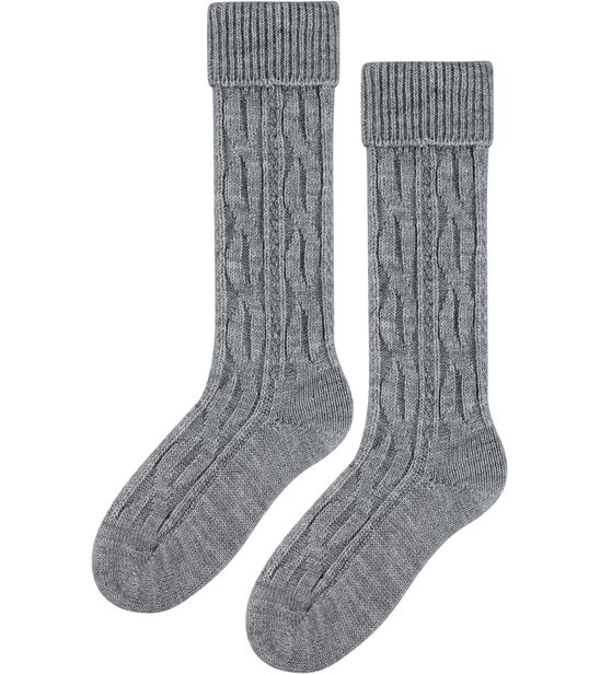 Skarpetki z Wełną - podkolanówki - średni szary melanż