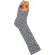 Skarpetki z Wełną - podkolanówki - średni szary melanż
