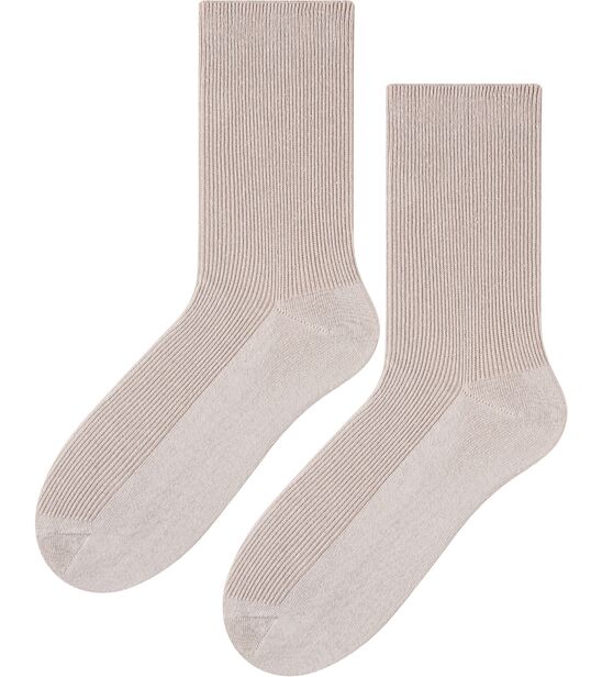 Skarpetki bezuciskowe medyczne profilaktyczne - szaro - beż