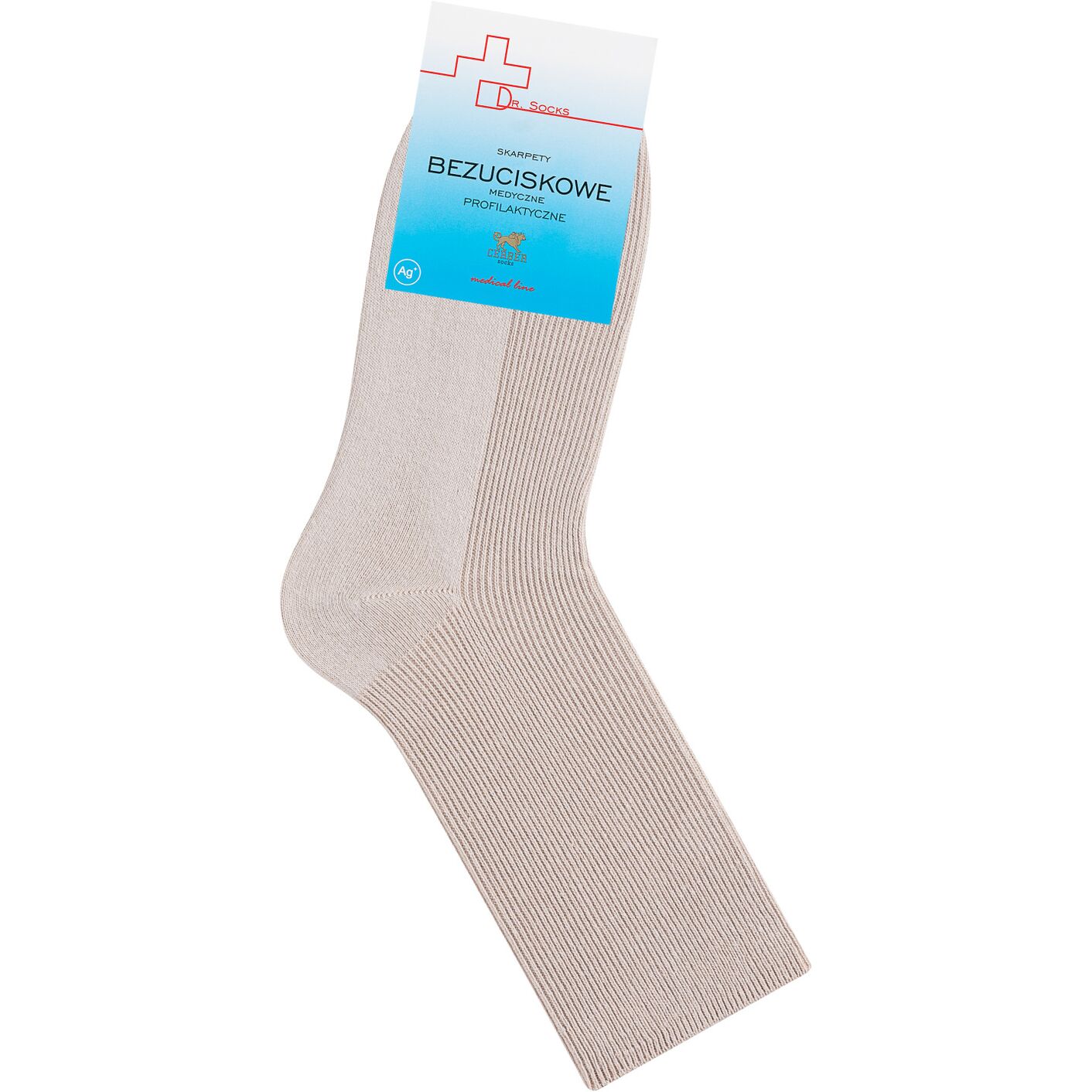 Skarpetki bezuciskowe medyczne profilaktyczne - szaro - beż