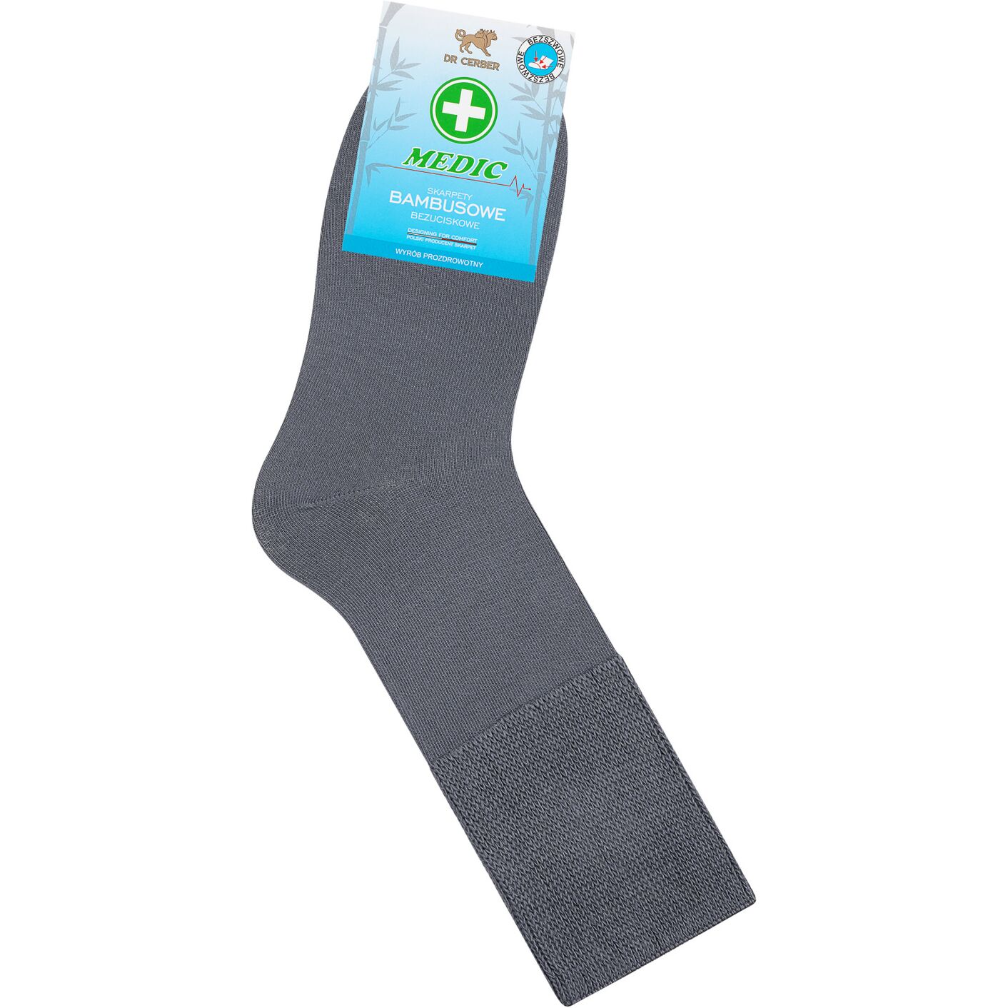 Skarpetki medyczne bezuciskowe bambus - szary