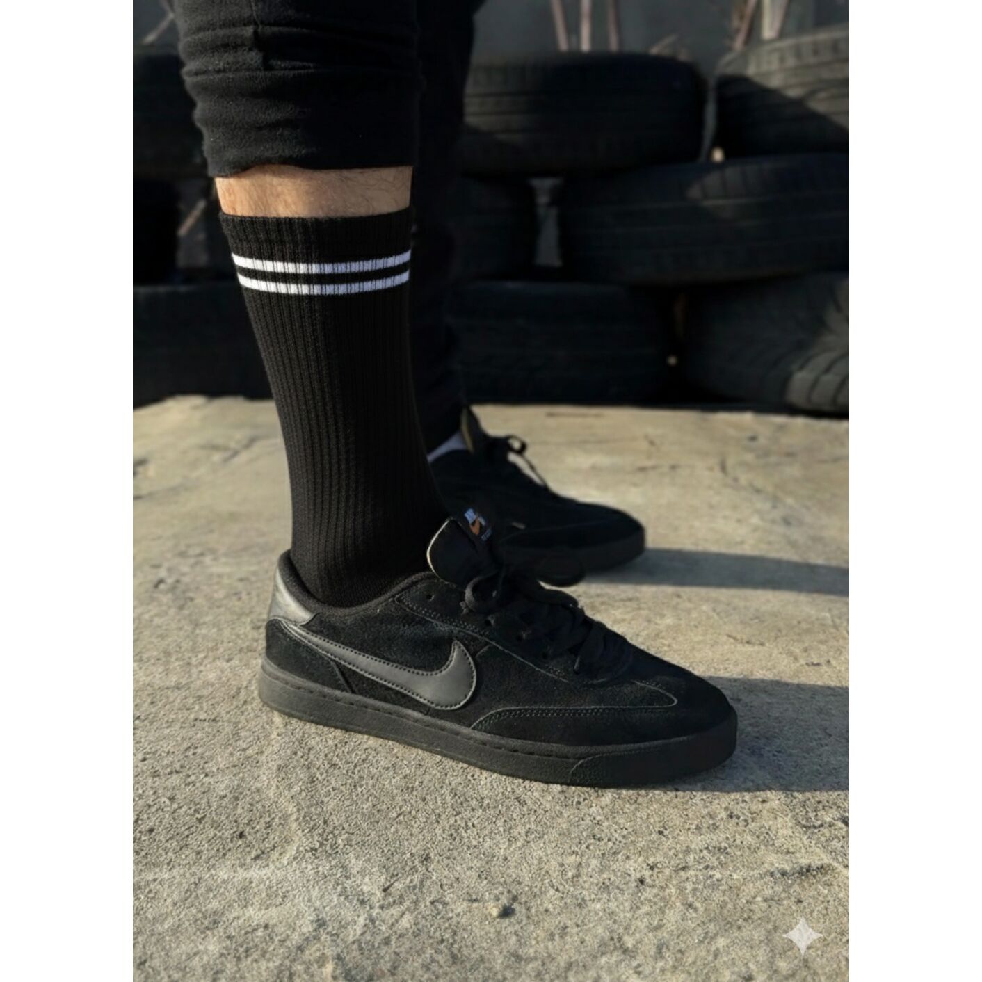 Czarne Skarpetki Sportowe - Klasyczny Podwójny Pasek