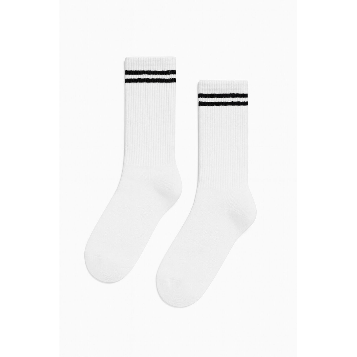 Białe Skarpetki Sportowe - Klasyczny Podwójny Pasek